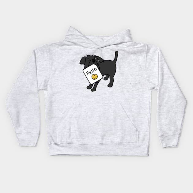 Cute Dog Says Hello Kids Hoodie by ellenhenryart